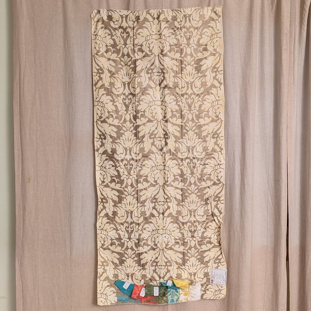 Vintage Lee Behren Silks Ltd. Basillo Damask Fabric Sample Panel Cotton